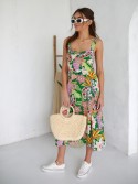 Summer midi dress with straps, green 3183 - Online store - Boutique